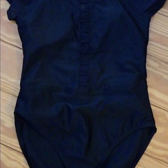 BLACK X- Large size 12  one piece Swimwear keyhole & mesh at top black - Picture 3 of 4
